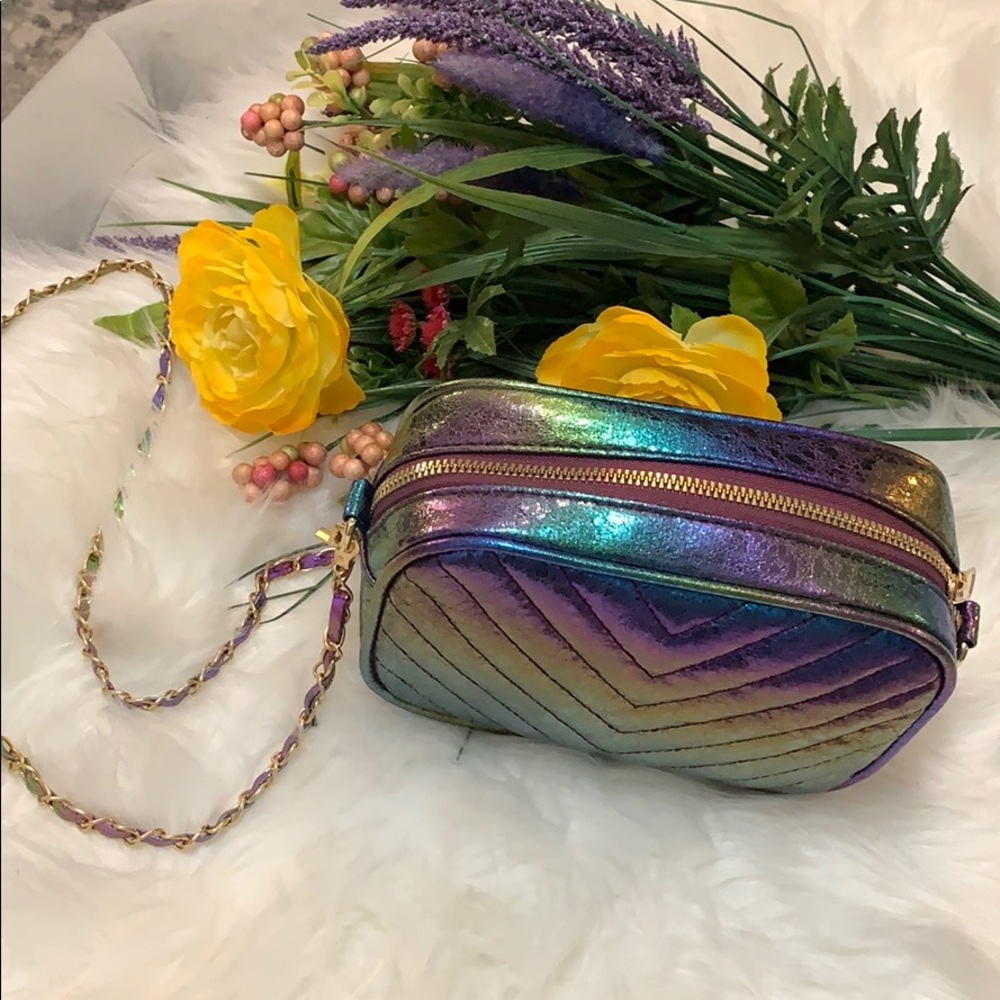 New! Rainbow Chevron Crinkle Crossbody - Picture 3 of 7